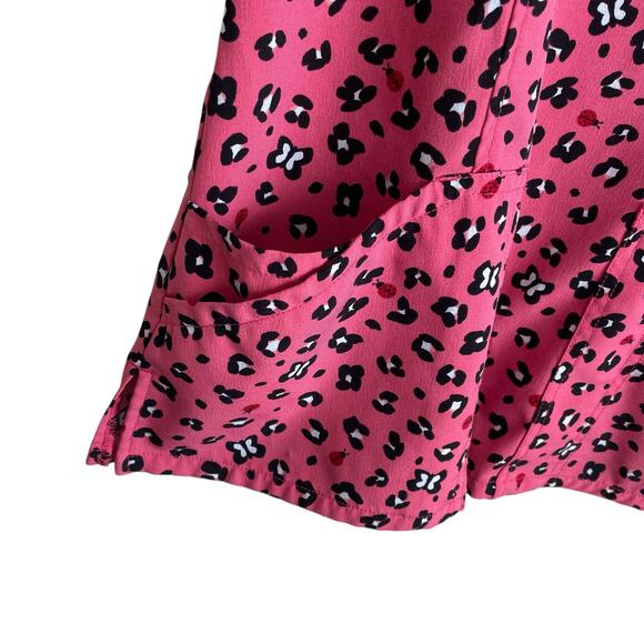 Code Happy Scrubs Women Top S Pink Cheetah‎ Medical Uniform Nurse Workwear - Picture 5 of 8